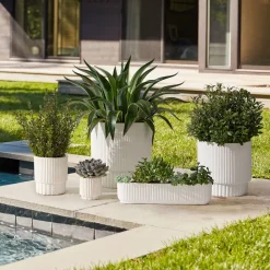 Fluted Ceramic Indoor/Outdoor Planters