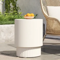 Fluted Ceramic Indoor/Outdoor Side Table (13"–16")