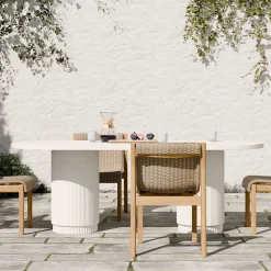 Fluted Outdoor Oval Concrete Dining Table (84")