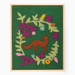 Framed Felt Fox Wall Art