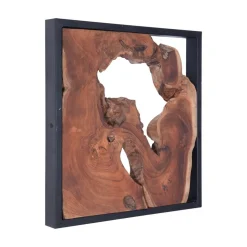 Framed Slice Teak Wood Dimensional Wall Art