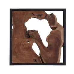 Framed Slice Teak Wood Dimensional Wall Art