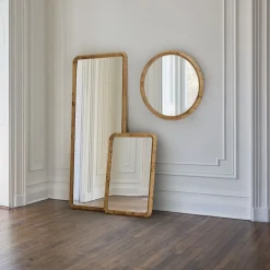Geo Burled Wood Wall Mirror - Rectangle