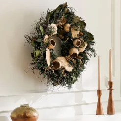 Golden Evergreen Dried Wreath