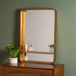 Gold Wall Mirror with Shelf