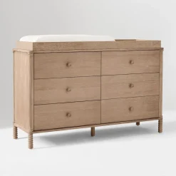 Gwyn 6-Drawer Wide Dresser with Removable Topper (56")
