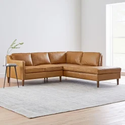 Hamilton Leather 2-Piece Bumper Chaise Sectional (88"–98")