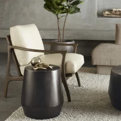 Hand-Hammered Aluminum Side Table (17.5")