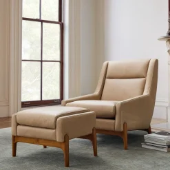 Hank Leather Chair & Ottoman Set