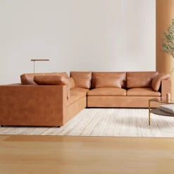 Harmony Modular Leather 3-Piece L-Shaped Sectional (122")