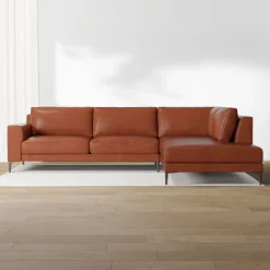 Harper Leather 2-Piece Bumper Chaise Sectional (106"–116")