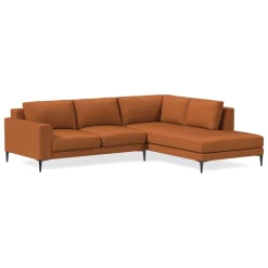 Harper Leather 2-Piece Bumper Chaise Sectional (106"–116")