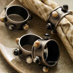 Harta Multi-Stone Napkin Ring Sets
