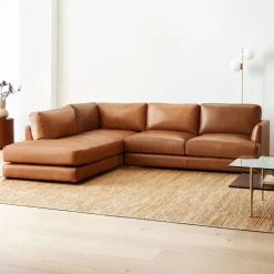 Haven Leather 2-Piece Bumper Chaise Sectional (108")