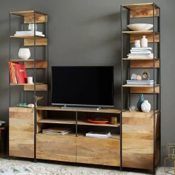 Industrial Modular Media Set With Open & Closed Storage (83")