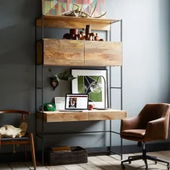 Industrial Modular Wall Desk & Helvetica Office Chair Set