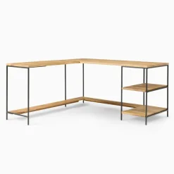 Industrial Storage Modular L-Shaped Desk w/ Open Shelves (64")