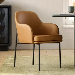 Jack Leather Metal Dining Arm Chair