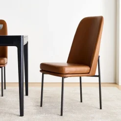 Jack Metal Frame High Back Leather Dining Chair