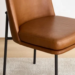 Jack Metal Frame High Back Leather Dining Chair