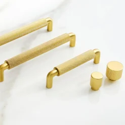 Knurled Drawer Hardware - Antique Brass