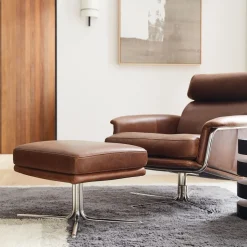 Kristoff Leather Swivel Ottoman