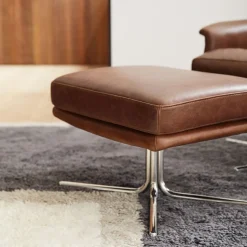 Kristoff Leather Swivel Ottoman