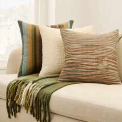 Layered Striated Stripe Pillow & Throw Set