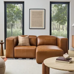 Leo Motion Reclining Leather Small 2-Piece Chaise Sectional (92.5")