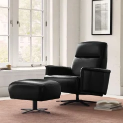 Levy Leather Recliner & Ottoman Set