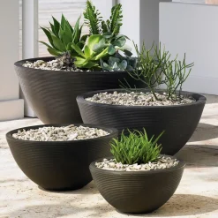 Lightweight Grooved Indoor/Outdoor Bowl Planters