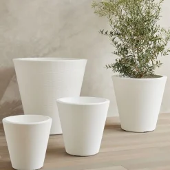 Lightweight Grooved Round Indoor/Outdoor Planters