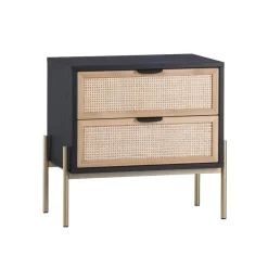 Lofted Rattan & Wood 2-Drawer Nightstand (25.75")