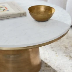Marble Topped Pedestal Coffee Table (30.5")