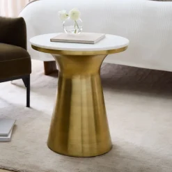 Marble Topped Pedestal Side Table (20")