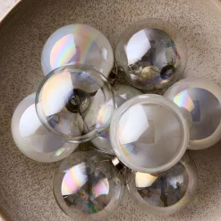 Medium Glass Ball Ornaments (Set of 9) - Pearl White & Iridescent