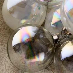 Medium Glass Ball Ornaments (Set of 9) - Pearl White & Iridescent