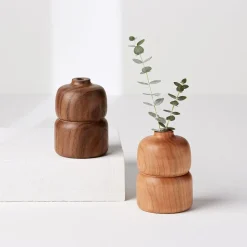 Melanie Abrantes Hardwood Bud Vase - Double