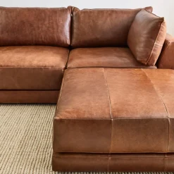 Melbourne Leather 3-Piece Ottoman Sectional (116"–126")