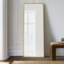Metal Frame Antique Gold Floor Mirror