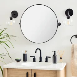 Metal Frame Pivot Round Wall Mirror - 24"