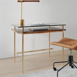 Mid-Century Art Display Mini Desk (36") & Slope Office Chair Set