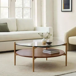Mid-Century Art Display Round Coffee Table (34"–42")