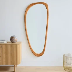 Mid-Century Asymmetrical Wood Floor Mirror