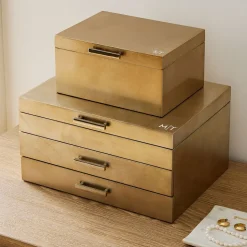 Mid-Century Champagne Lacquer Jewelry Boxes