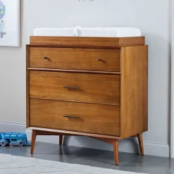 Mid-Century 3-Drawer Narrow Dresser with Removable Topper (36")