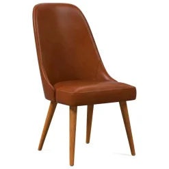 Mid-Century High-Back Leather Dining Chair