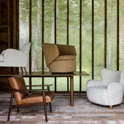 Mid-Century Leather Show Wood Chair