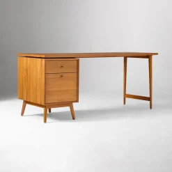 Mid-Century Modular Desk w/ File Cabinet (70") - ADA