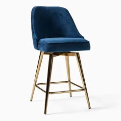 Mid-Century Swivel Counter Stool - Metal Legs